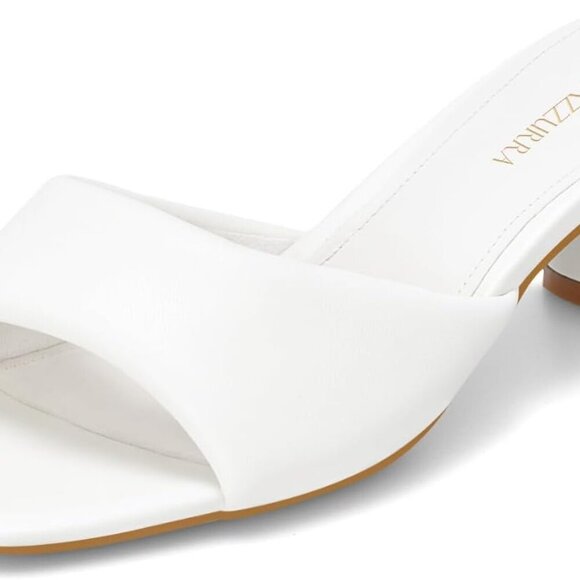 Women's Faux Leather Square Toe Mule Sandals Chunky Heel Slip On Casual
